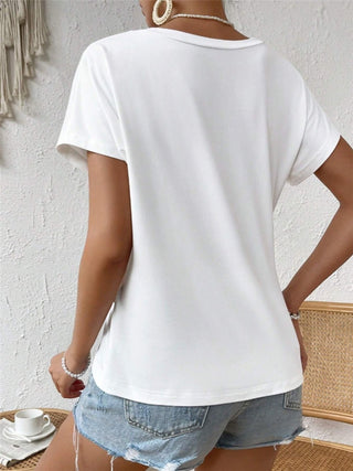 Asymmetric Hem Round Neck T-Shirt Divacious