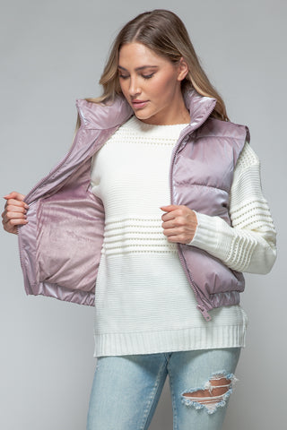 Snobbish Fine Fur Lining Quilted Vest Trendsi