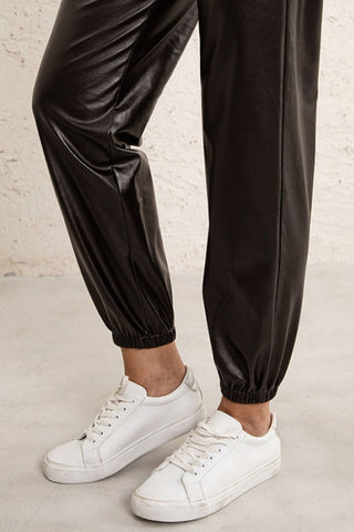 Elastic Waist PU Leather Joggers Divacious