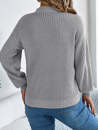 Cutout V-Neck Long Sleeve Sweater - Divacious