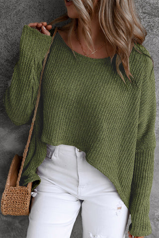 Round Neck High-Low Sweater Divacious