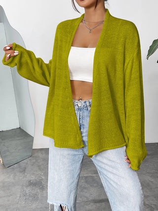 Open Front Dropped Shoulder Cardigan Divacious