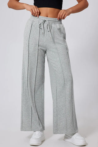 Drawstring Wide Leg Active Pants Trendsi