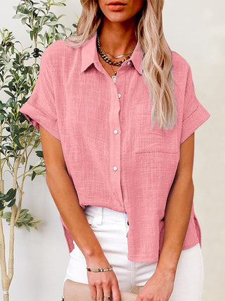 Button Up Short Sleeve Shirt Divacious