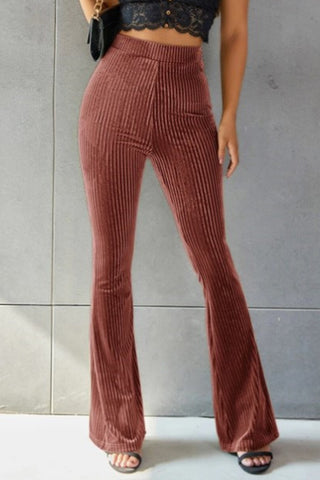 Ribbed High Waist Flare Pants Divacious