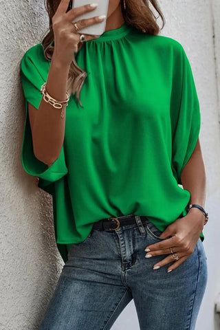 Tie Back Slit Half Sleeve Blouse Divacious