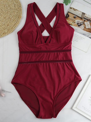 Crisscross Plunge Wide Strap One-Piece Swimwear Divacious