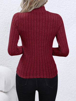 Mock Neck Long Sleeve Knit Top Divacious