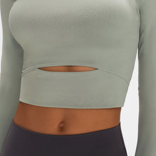 Millennia Long Sleeve Cropped Top With Sports Strap Trendsi