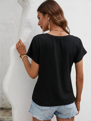 Asymmetric Hem Round Neck T-Shirt Divacious