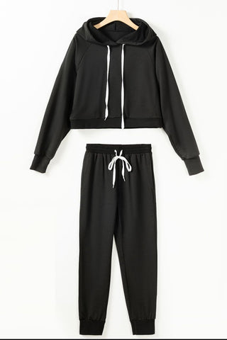 Drawstring Hoodie and Pocketed Pants Set Trendsi