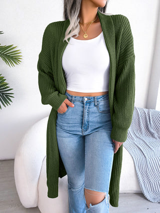 Open Front Dropped Shoulder Longline Cardigan Divacious