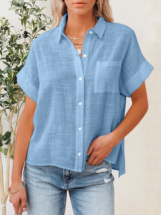 Button Up Short Sleeve Shirt Divacious