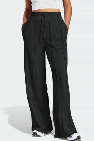 Drawstring Wide Leg Active Pants Trendsi