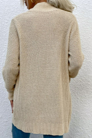 Open Front Rib-Knit Cardigan with Pockets Divacious