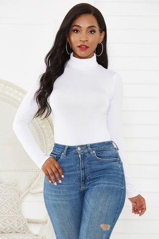 Turtleneck Long Sleeve Bodysuit Divacious