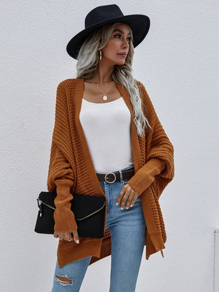 Waffle Knit Open Front Cardigan Divacious