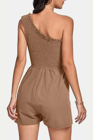 Smocked Single Shoulder Romper Divacious