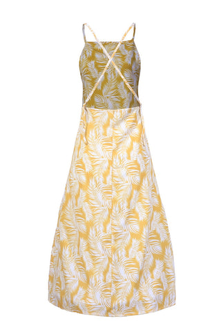 Slit Crisscross Printed Sleeveless Cami Dress Trendsi