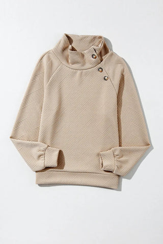 Textured Turtleneck Long Sleeve Sweatshirt Divacious