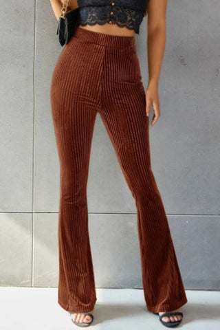 Ribbed High Waist Flare Pants Divacious