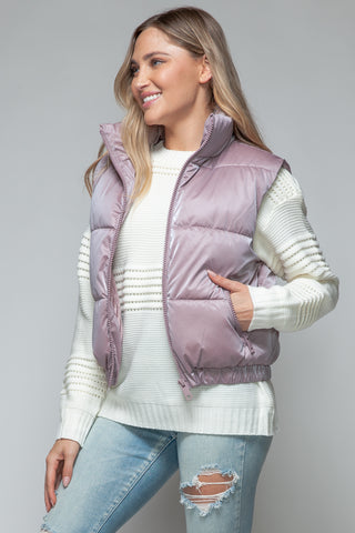 Snobbish Fine Fur Lining Quilted Vest Trendsi