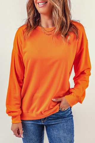 Round Neck Dropped Shoulder Sweatshirt Divacious