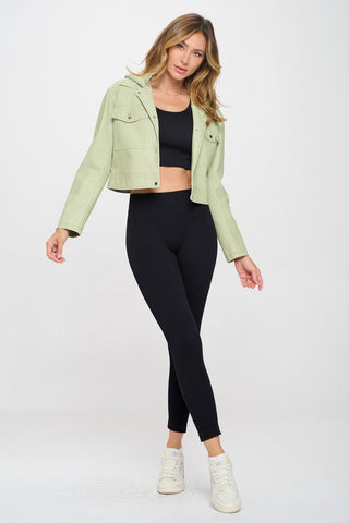 Coalition LA Snap Down Cropped Hooded Jacket Trendsi