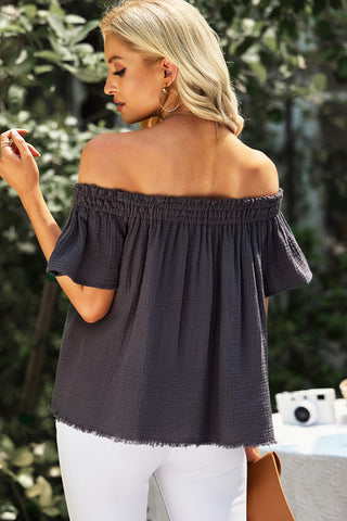 Off-Shoulder Short Sleeve Blouse Divacious