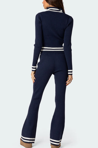 Zip Up Long Sleeve Top and Pants Set - Divacious