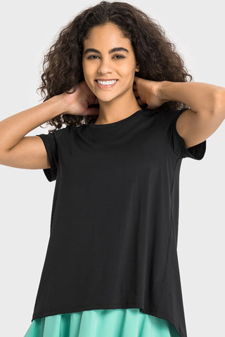 Millennia Tie Back Short Sleeve Sports Tee Trendsi