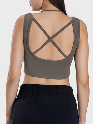 Millennia Crisscross Square Neck Active Tank Trendsi