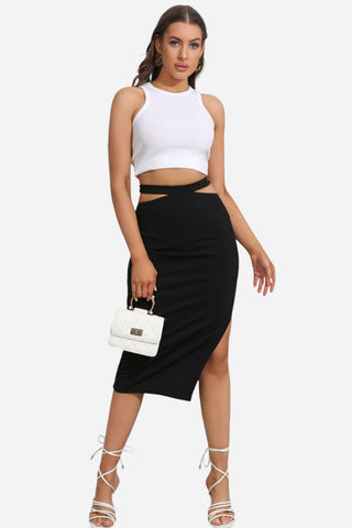 Cutout Slit Midi Skirt Divacious