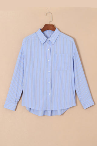 Striped Button Up Long Sleeve Shirt Divacious