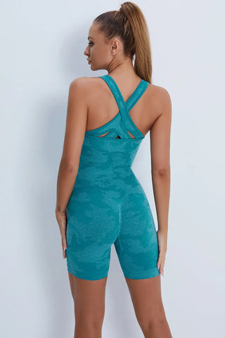 Crisscross Wide Strap Active Romper Divacious