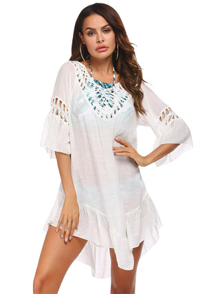 Backless Cutout Three-Quarter Sleeve Cover Up Divacious