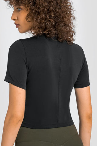 Millennia Round Neck Short Sleeve Yoga Tee Trendsi