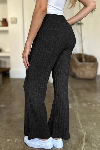 Ribbed High Waist Flare Pants Divacious