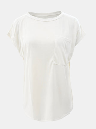 Full Size Round Neck Cap Sleeve T-Shirt Divacious