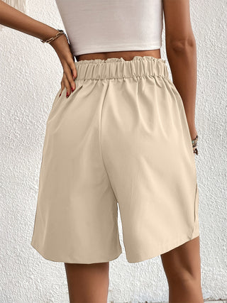 Pocketed Half Elastic Waist Shorts Divacious