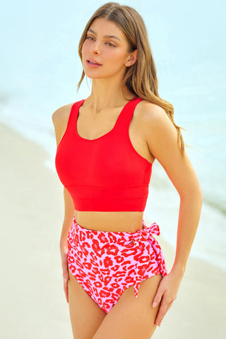 Two-Tone Tied Two-Piece Swimsuit Divacious