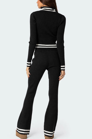 Zip Up Long Sleeve Top and Pants Set - Divacious