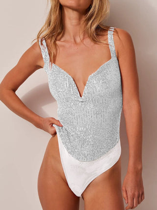 Sequin Wide Strap Bodysuit Divacious