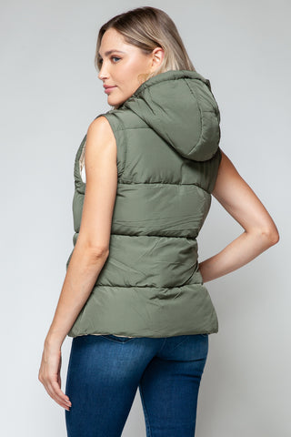 Snobbish Snap and Zip Closure Hooded Vest Trendsi