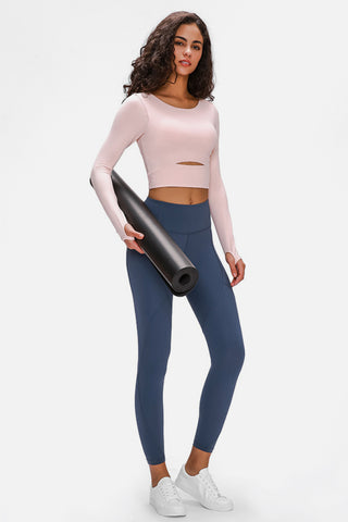 Millennia Long Sleeve Cropped Top With Sports Strap Trendsi