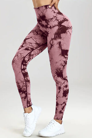 Printed High Waist Active Pants Trendsi