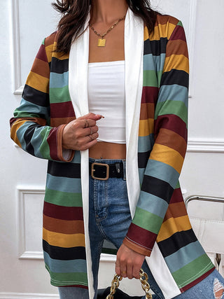 Color Block Open Front Cardigan Divacious