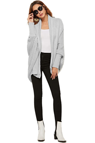 Open Front Batwing Sleeve Cardigan Divacious