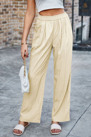 Elastic Waist Wide Leg Pants Divacious