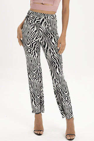 Zebra Print Straight Leg Pants Divacious